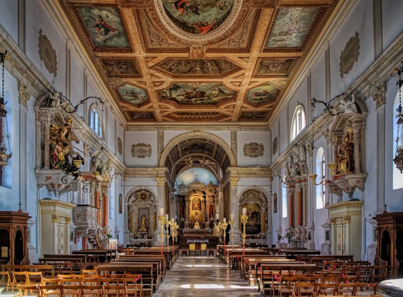 Interior of old church in Piran
