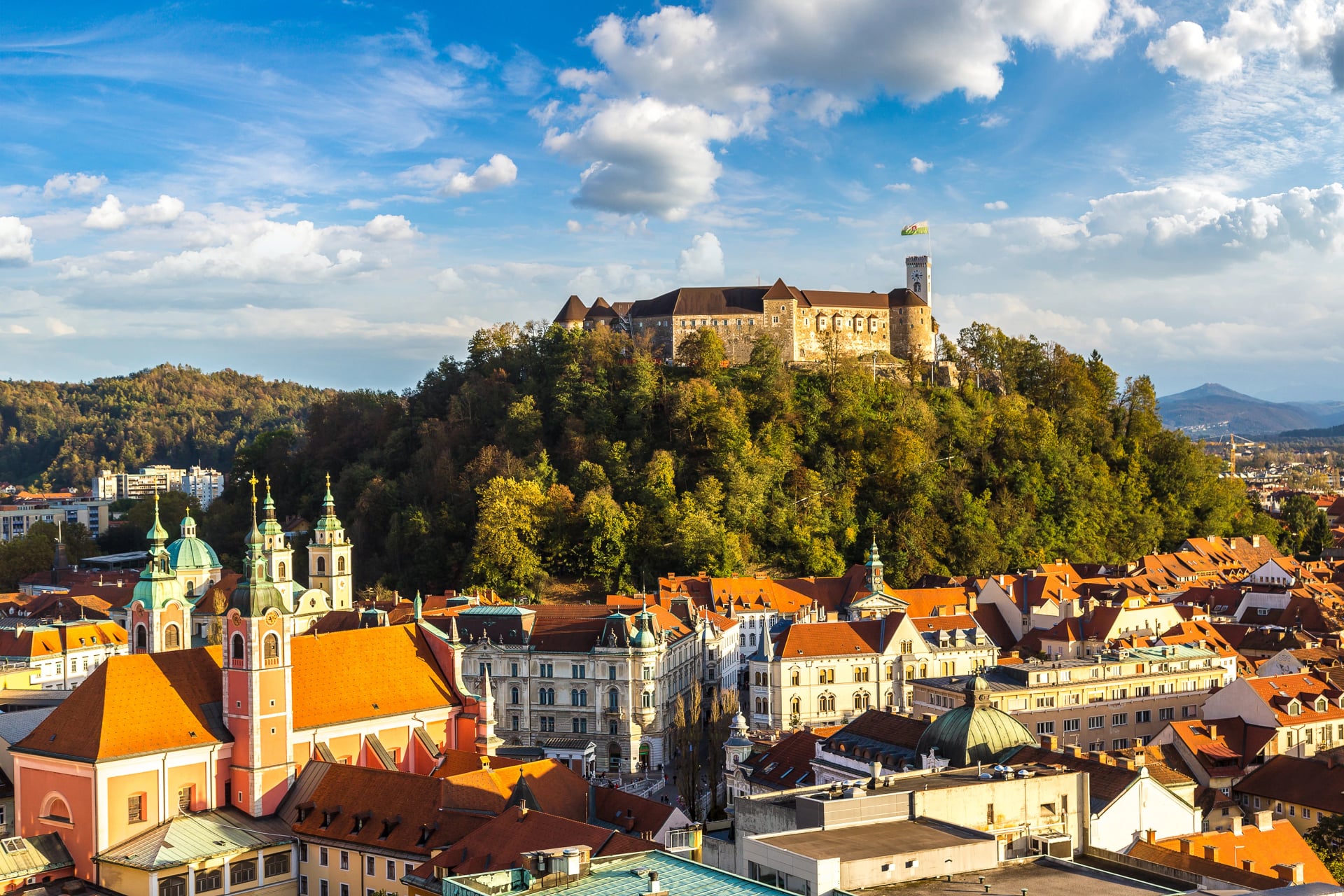 Aerial view of Ljubljana's castle