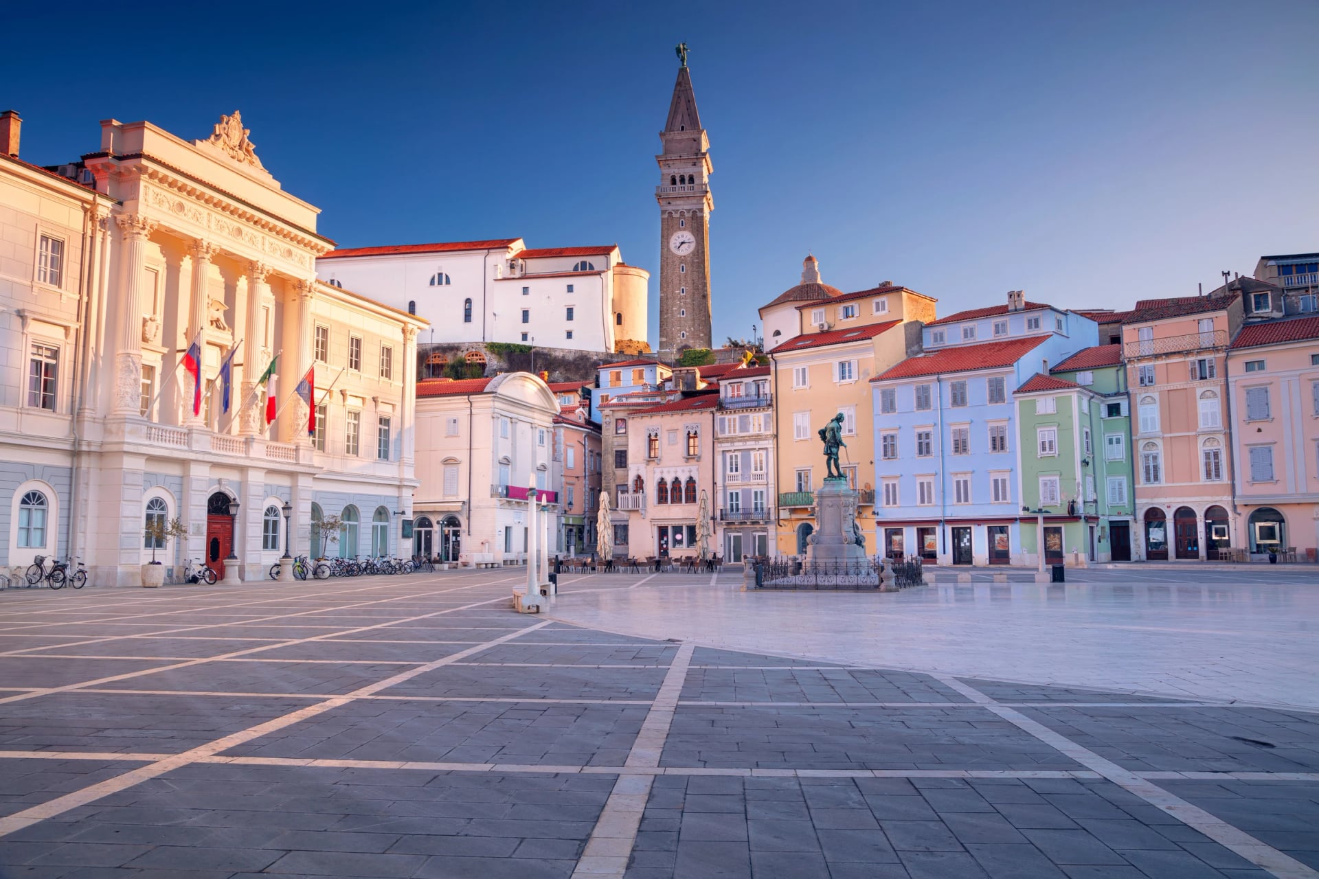 Piran, Slovenia. Cityscape image of beautiful Piran, Slovenia at spring sunrise.